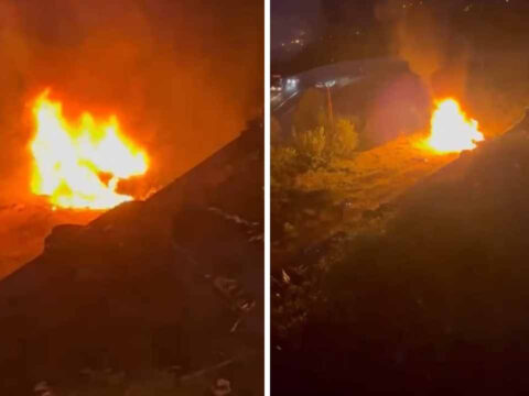 Otomobil alev alev yandi surucu feci sekilde can verdi JWwYhRiH